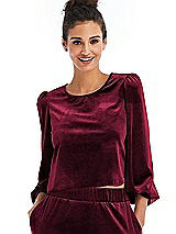 Front View Thumbnail - Cabernet Velvet Pullover Puff Sleeve Top - Rue