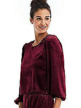 Side View Thumbnail - Cabernet Velvet Pullover Puff Sleeve Top - Rue