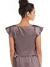 Rear View Thumbnail - French Truffle Satin Tie-Front Lounge Crop Top - Frankie
