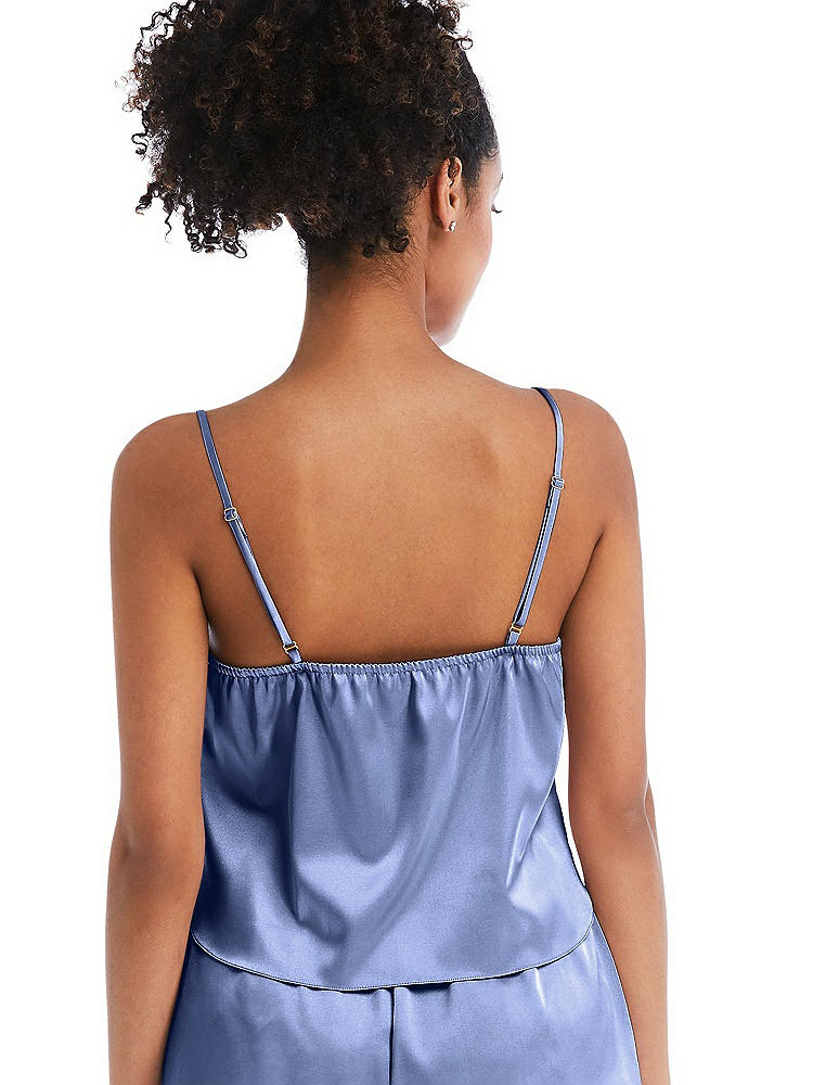 Back View - Periwinkle - PANTONE Serenity Drawstring Neck Satin Cami with Bow Detail - Nyla