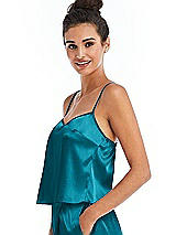 Side View Thumbnail - Oasis Split Back Satin Cami Top with Slim Straps