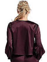 Rear View Thumbnail - Bordeaux Satin Pullover Puff Sleeve Top - Parker