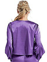 Rear View Thumbnail - Pansy Satin Pullover Puff Sleeve Top - Parker