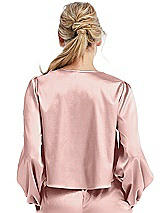 Rear View Thumbnail - Rose - PANTONE Rose Quartz Satin Pullover Puff Sleeve Top - Parker