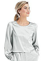 Front View Thumbnail - Sterling Satin Pullover Puff Sleeve Top - Parker
