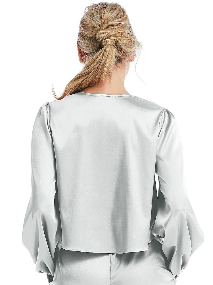Back View - Sterling Satin Pullover Puff Sleeve Top - Parker