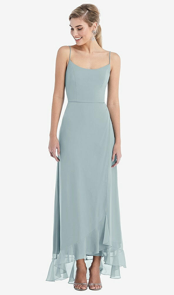 Front View - Morning Sky Scoop Neck Ruffle-Trimmed High Low Maxi Dress