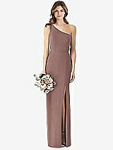 Front View Thumbnail - Sienna One-Shoulder Crepe Trumpet Gown with Front Slit
