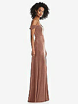 Alt View 1 Thumbnail - Tawny Rose Off-the-Shoulder Flounce Sleeve Velvet Maxi Dress