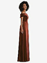 Side View Thumbnail - Auburn Moon Draped Cuff Off-the-Shoulder Velvet Maxi Dress with Pockets