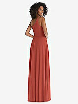 Rear View Thumbnail - Amber Sunset One-Shoulder Chiffon Maxi Dress with Shirred Front Slit
