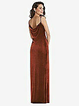 Rear View Thumbnail - Auburn Moon Asymmetrical One-Shoulder Velvet Maxi Slip Dress