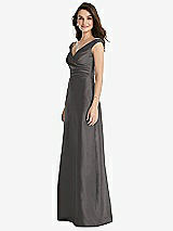 Side View Thumbnail - Caviar Gray Off-the-Shoulder Draped Wrap Maxi Dress with Pockets