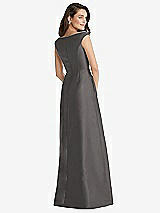 Rear View Thumbnail - Caviar Gray Off-the-Shoulder Draped Wrap Maxi Dress with Pockets