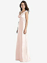 Side View Thumbnail - Blush Off-the-Shoulder Draped Wrap Maxi Dress with Pockets