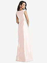 Rear View Thumbnail - Blush Off-the-Shoulder Draped Wrap Maxi Dress with Pockets