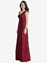 Side View Thumbnail - Burgundy Off-the-Shoulder Draped Wrap Maxi Dress with Pockets