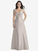 Front View Thumbnail - Taupe Off-the-Shoulder Draped Wrap Maxi Dress with Pockets