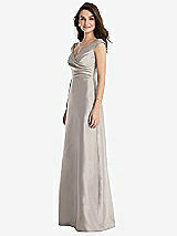 Side View Thumbnail - Taupe Off-the-Shoulder Draped Wrap Maxi Dress with Pockets