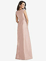 Rear View Thumbnail - Toasted Sugar Off-the-Shoulder Draped Wrap Maxi Dress with Pockets