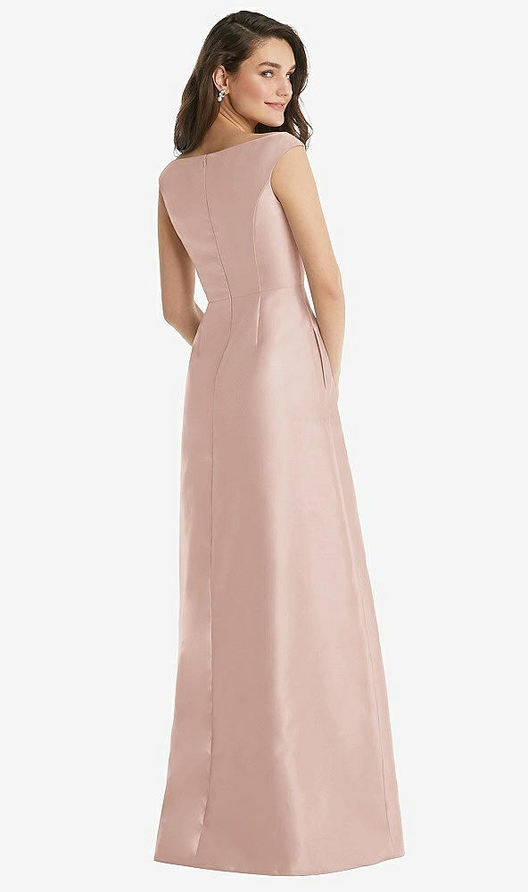 Back View - Toasted Sugar Off-the-Shoulder Draped Wrap Maxi Dress with Pockets