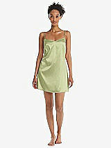 Front View Thumbnail - Mint Mini Stretch Satin Slip with Adjustable Straps - Kyle
