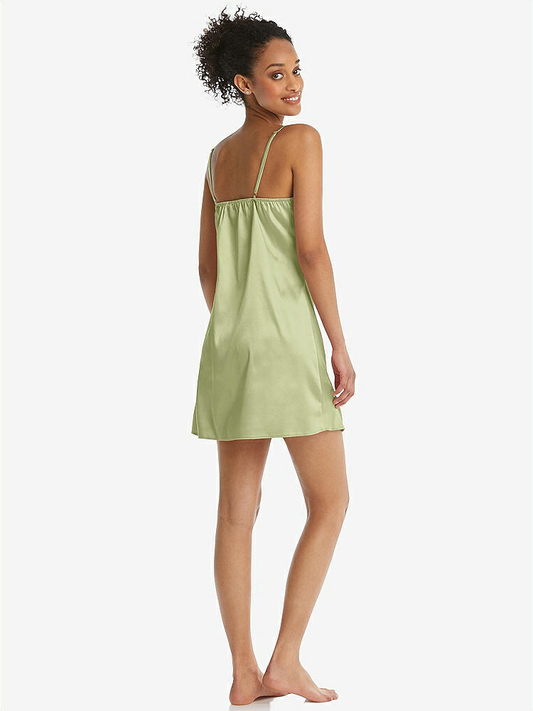 Back View - Mint Mini Stretch Satin Slip with Adjustable Straps - Kyle