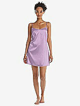Front View Thumbnail - Wood Violet Mini Stretch Satin Slip with Adjustable Straps - Kyle