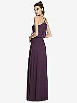 Rear View Thumbnail - Aubergine Inverted V-Back Blouson A-Line Maxi Dress