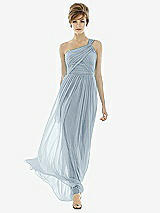 Front View Thumbnail - Mist One-Shoulder Asymmetrical Draped Wrap Maxi Dress