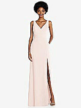 Front View Thumbnail - Blush Square Low-Back A-Line Dress with Front Slit and Pockets