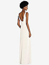 Rear View Thumbnail - Ivory Square Low-Back A-Line Dress with Front Slit and Pockets