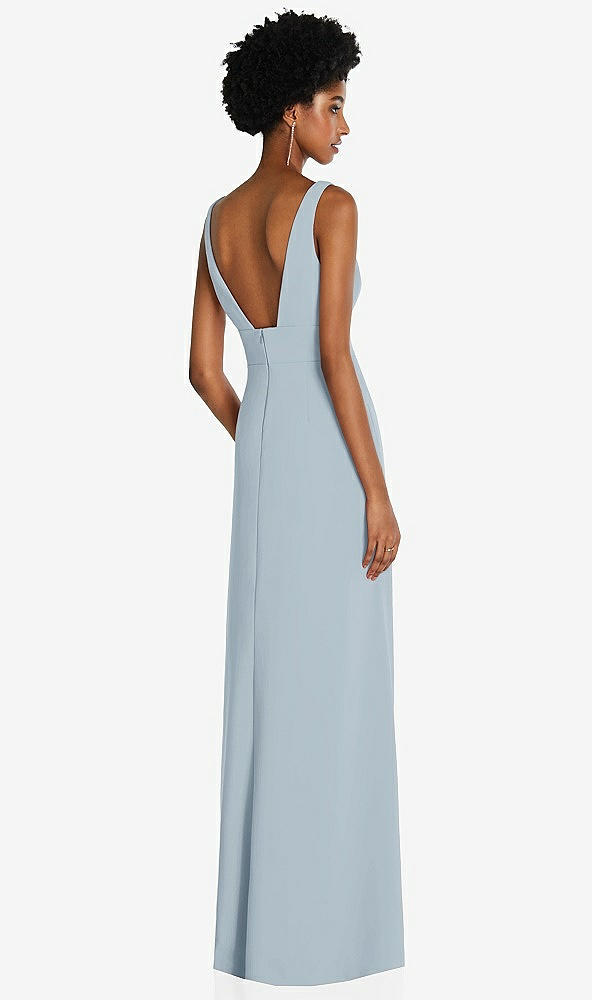 Back View - Mist Square Low-Back A-Line Dress with Front Slit and Pockets