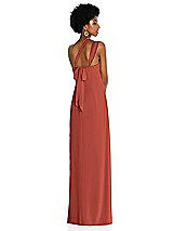 Alt View 2 Thumbnail - Amber Sunset Draped Chiffon Grecian Column Gown with Convertible Straps