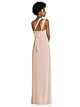 Alt View 2 Thumbnail - Cameo Draped Chiffon Grecian Column Gown with Convertible Straps