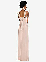 Rear View Thumbnail - Cameo Draped Chiffon Grecian Column Gown with Convertible Straps