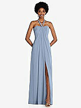 Front View Thumbnail - Cloudy Draped Chiffon Grecian Column Gown with Convertible Straps