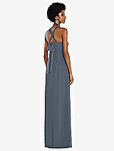 Side View Thumbnail - Silverstone Draped Chiffon Grecian Column Gown with Convertible Straps