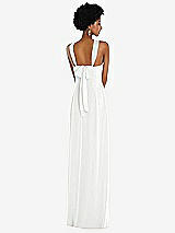 Rear View Thumbnail - White Draped Chiffon Grecian Column Gown with Convertible Straps