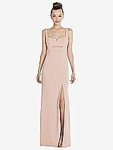 Front View Thumbnail - Cameo Wide Strap Slash Cutout Empire Dress with Front Slit