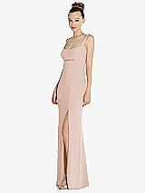 Side View Thumbnail - Cameo Wide Strap Slash Cutout Empire Dress with Front Slit