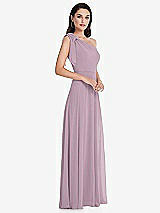 Alt View 2 Thumbnail - Suede Rose Draped One-Shoulder Maxi Dress with Scarf Bow