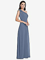 Alt View 2 Thumbnail - Larkspur Blue Draped One-Shoulder Maxi Dress with Scarf Bow
