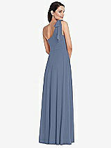 Alt View 3 Thumbnail - Larkspur Blue Draped One-Shoulder Maxi Dress with Scarf Bow