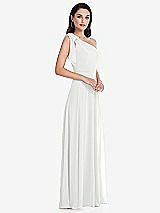 Alt View 2 Thumbnail - White Draped One-Shoulder Maxi Dress with Scarf Bow