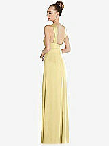 Rear View Thumbnail - Pale Yellow Draped Twist Halter Low-Back Satin Empire Dress