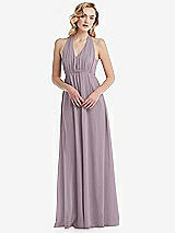 Alt View 5 Thumbnail - Lilac Dusk Empire Waist Shirred Skirt Convertible Sash Tie Maxi Dress