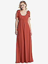 Front View Thumbnail - Amber Sunset Empire Waist Shirred Skirt Convertible Sash Tie Maxi Dress