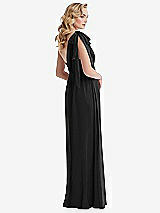 Alt View 4 Thumbnail - Black Empire Waist Shirred Skirt Convertible Sash Tie Maxi Dress