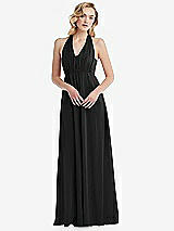 Alt View 5 Thumbnail - Black Empire Waist Shirred Skirt Convertible Sash Tie Maxi Dress